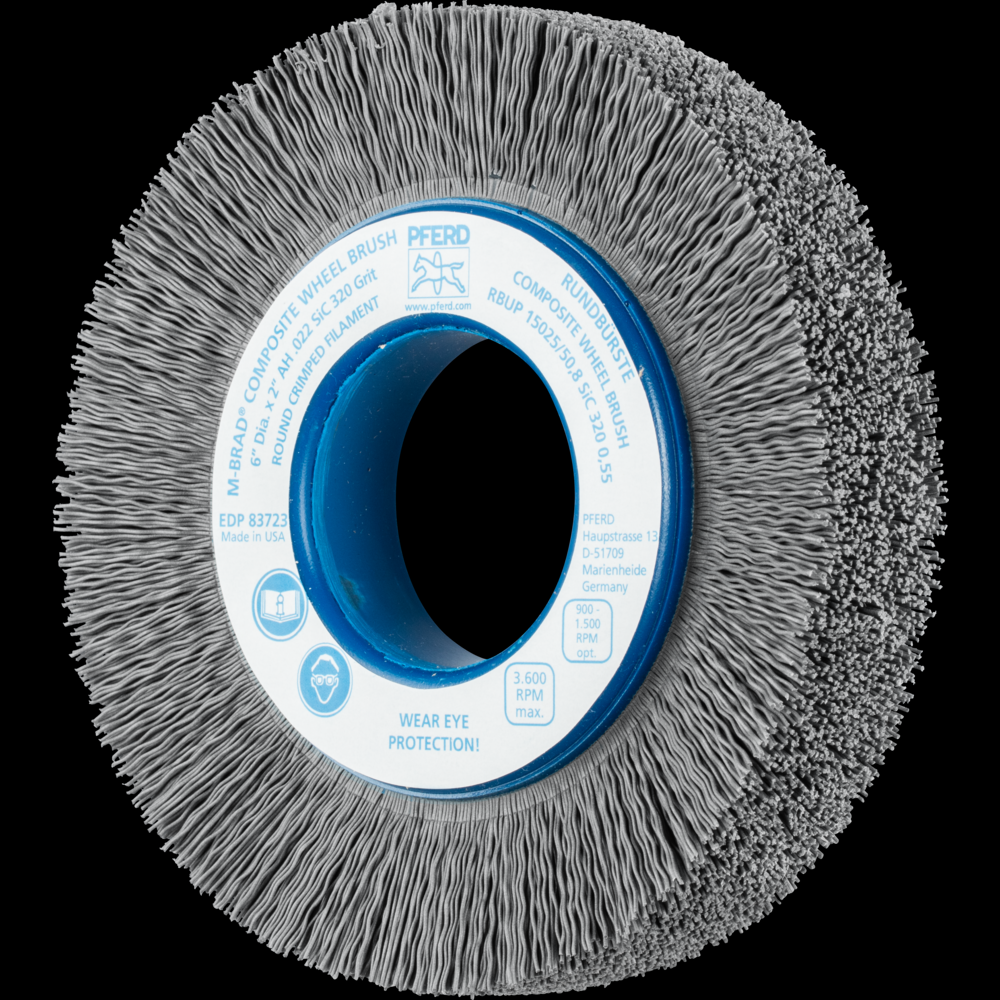 PFERD M-BRAD® Composite Wheel Brush 6&#34; Dia. .022/320 Grit Silicon Carbide 2&#34; Arbor<span class=' ItemWarning' style='display:block;'>Item is usually in stock, but we&#39;ll be in touch if there&#39;s a problem<br /></span>