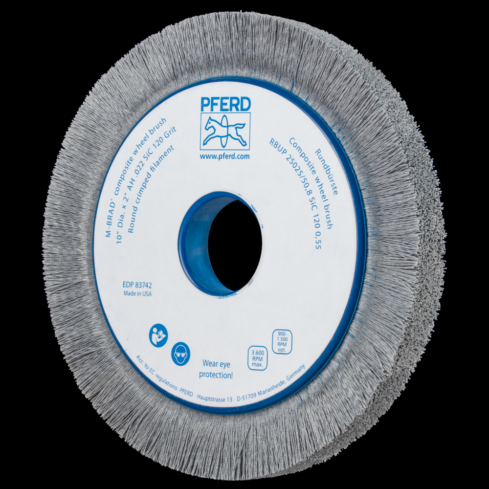 PFERD M-BRAD® Composite Wheel Brush 10&#34; Dia. .040/120 Grit Silicon Carbide 2&#34; Arbor<span class=' ItemWarning' style='display:block;'>Item is usually in stock, but we&#39;ll be in touch if there&#39;s a problem<br /></span>