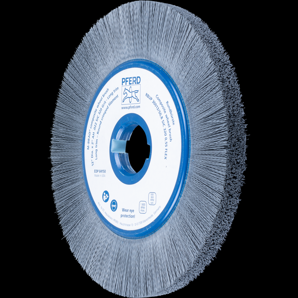 PFERD M-BRAD® Composite Wheel Brush 12&#34; Dia. .022/320 Grit SiC 2&#34; Keyed Arbor<span class=' ItemWarning' style='display:block;'>Item is usually in stock, but we&#39;ll be in touch if there&#39;s a problem<br /></span>