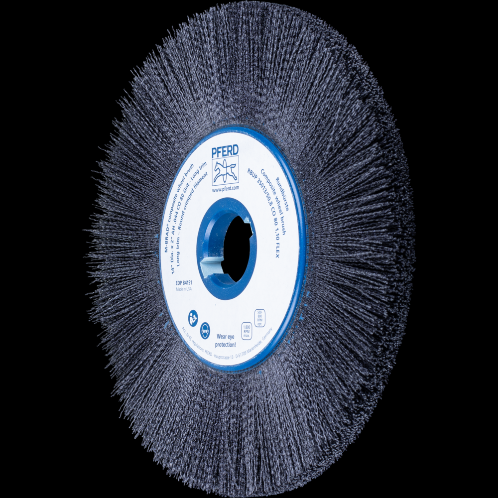 PFERD M-BRAD® Composite Wheel Brush 14&#34; Dia. .040/80 Grit Ceramic Oxide 2&#34; Keyed Arbor<span class=' ItemWarning' style='display:block;'>Item is usually in stock, but we&#39;ll be in touch if there&#39;s a problem<br /></span>