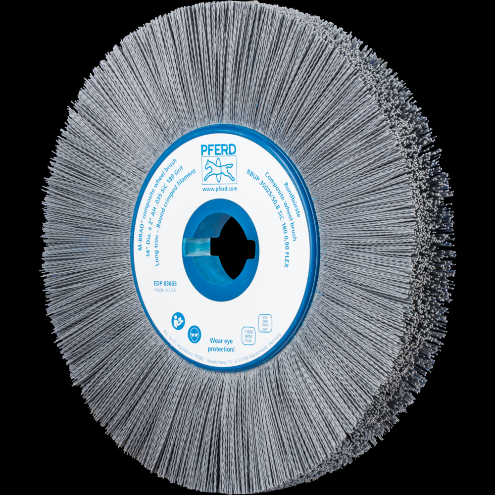 PFERD M-BRAD® Composite Wheel Brush 14&#34; Dia. .035/180 Grit SiC 2&#34; Keyed Arbor<span class=' ItemWarning' style='display:block;'>Item is usually in stock, but we&#39;ll be in touch if there&#39;s a problem<br /></span>