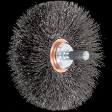 Pferd Inc. 79182898 - PFERD Crimped Mounted Wire Wheel Brush 3" Dia. .008 Carbon Steel 1/4" Shank