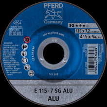 Pferd Inc. 62211622 - PFERD Grinding Wheel, 4-1/2" x 1/4 x 7/8, SG ALU, T27, Aluminum oxide, Silicon carbide