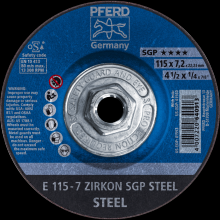 Pferd Inc. 69901234 - PFERD Grinding Wheel, 4-1/2" x 1/4 x 5/8-11, SGP ZIRKON STEEL, T27, AO, SiC