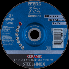 Pferd Inc. 62100180 - PFERD Grinding Wheel, 7" x 1/8 x 7/8, CERAMIC SGP STEELOX, T27