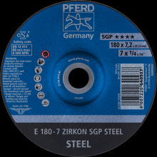 Pferd Inc. 62217737 - PFERD Grinding Wheel, 7" x 1/4 x 7/8, SGP ZIRKON STEEL, T27, AO, SiC