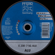 Pferd Inc. 62223700 - PFERD Grinding Wheel, 9" x 1/4 x 7/8, SG ALU, T27, Aluminum oxide, Silicon carbide