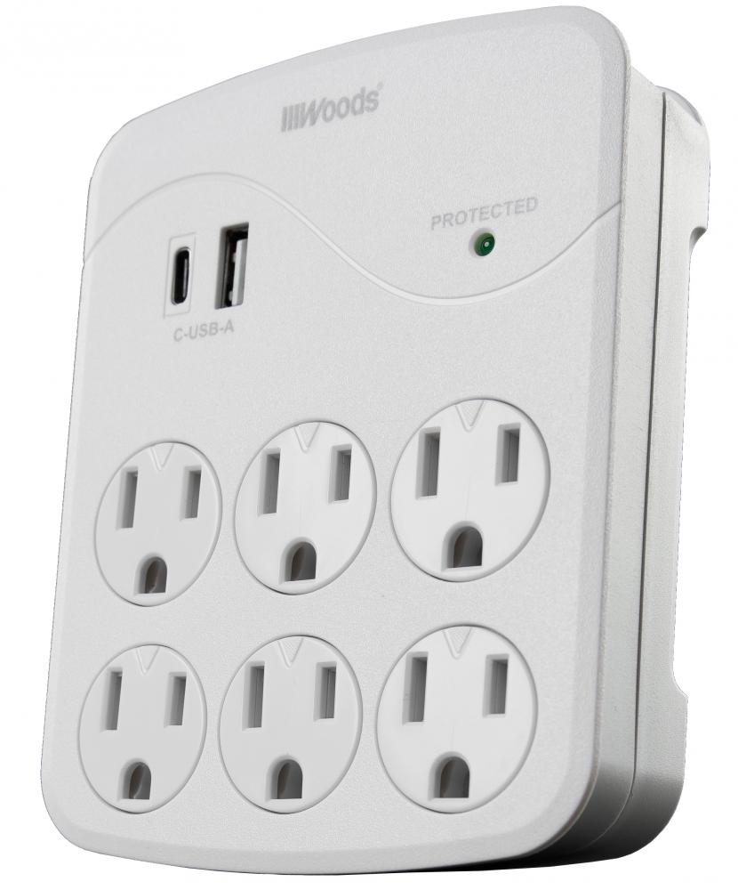 SURGE- USB 6OUT 2.4A USB-A&C PORTS 1000J<span class=' ItemWarning' style='display:block;'>Item is usually in stock, but we&#39;ll be in touch if there&#39;s a problem<br /></span>