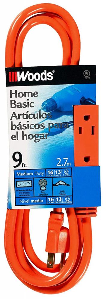 EXTCORD- 16/3 SJTW 9&#39; ORANGE 3OUTLET W<span class=' ItemWarning' style='display:block;'>Item is usually in stock, but we&#39;ll be in touch if there&#39;s a problem<br /></span>