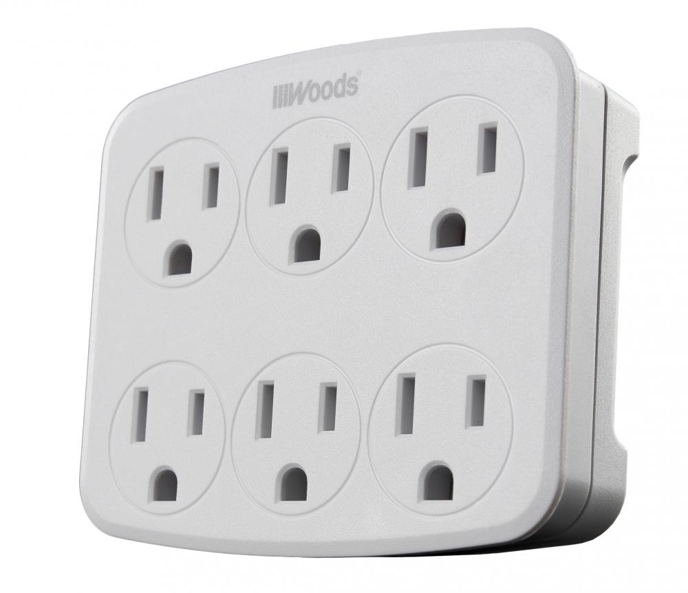 WALL TAP- 6 OUTLET GROUNDED<span class=' ItemWarning' style='display:block;'>Item is usually in stock, but we&#39;ll be in touch if there&#39;s a problem<br /></span>