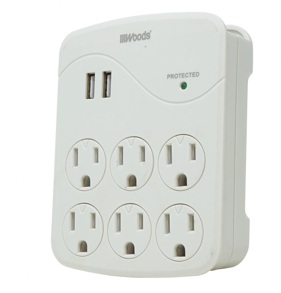 SURGE- USB 6OUT 2.4A 2 USB-A PORTS 1000J<span class=' ItemWarning' style='display:block;'>Item is usually in stock, but we&#39;ll be in touch if there&#39;s a problem<br /></span>
