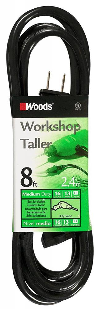 EXTCORD- 16/2 SJTW 8&#39; BLACK W<span class=' ItemWarning' style='display:block;'>Item is usually in stock, but we&#39;ll be in touch if there&#39;s a problem<br /></span>