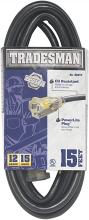 Southwire 32472 - CORD SET- 12/3 15' SJTOW BLACK WITH LE