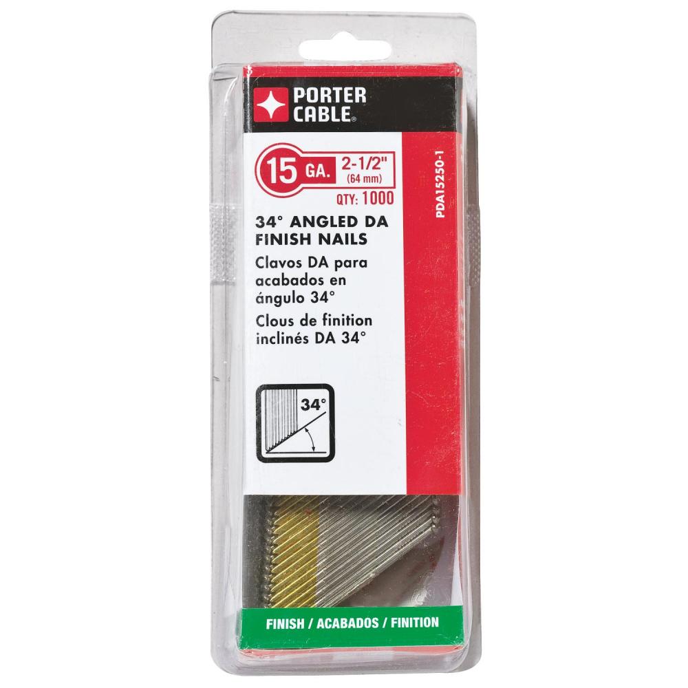 15GA, &#34;DA&#34; ANGLED FINISH NAILS, 2-1/2&#34;,  CHISEL POINT, BRITE, 1000 CT<span class=' ItemWarning' style='display:block;'>Item is usually in stock, but we&#39;ll be in touch if there&#39;s a problem<br /></span>