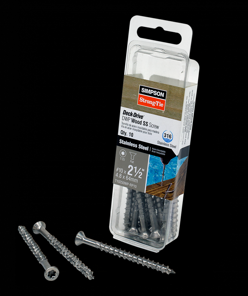 Deck-Drive™ DWP WOOD SS Screw - #10 x 2-1/2 in. T25, Flat Head, Type 316 (10-Qty)<span class=' ItemWarning' style='display:block;'>Item is usually in stock, but we&#39;ll be in touch if there&#39;s a problem<br /></span>