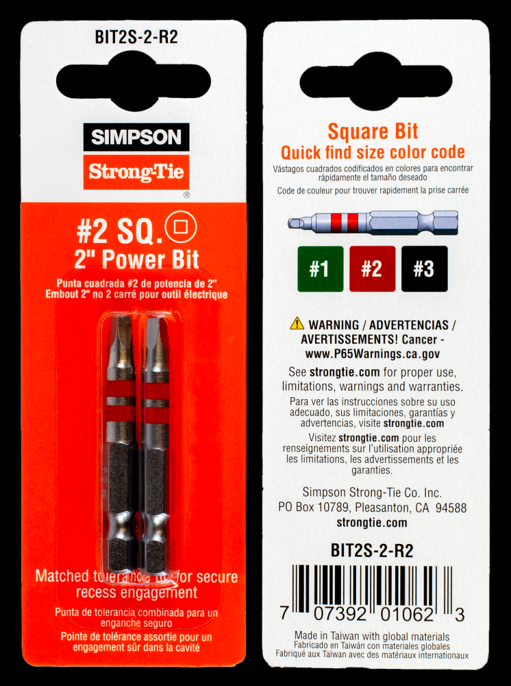 #2 Square-Drive 2-in. Power Bit (2-Qty)<span class=' ItemWarning' style='display:block;'>Item is usually in stock, but we&#39;ll be in touch if there&#39;s a problem<br /></span>