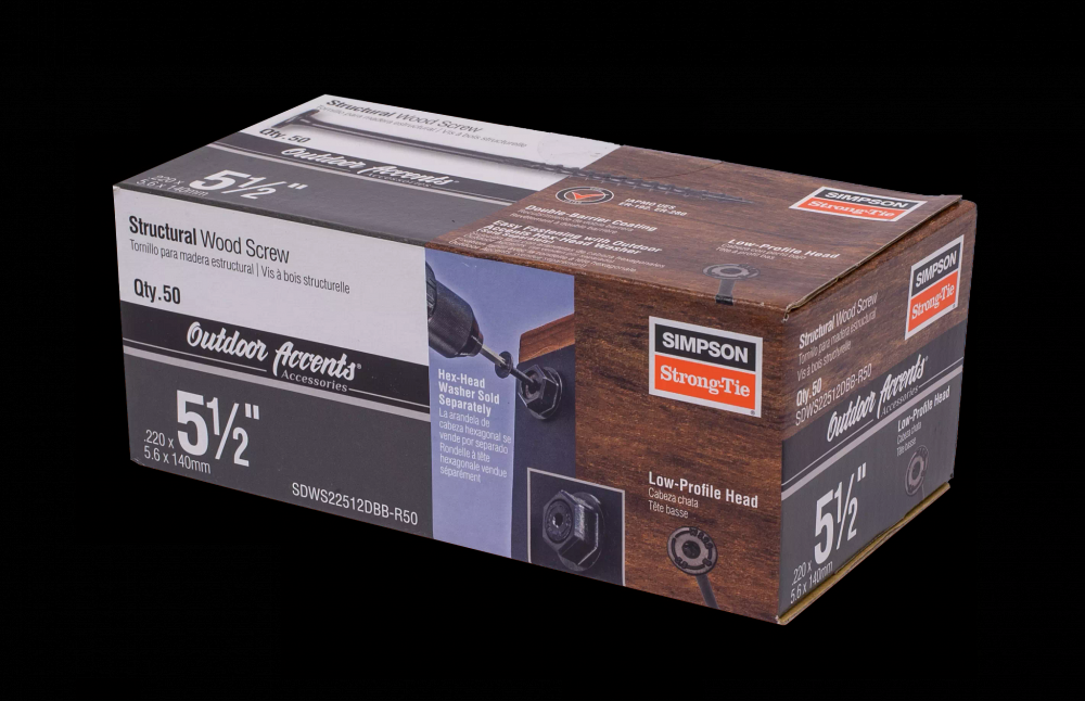 Outdoor Accents® Structural Wood Screw - .220 in. x 5-1/2 in. DB Coating, Black (50-Qty)<span class=' ItemWarning' style='display:block;'>Item is usually in stock, but we&#39;ll be in touch if there&#39;s a problem<br /></span>