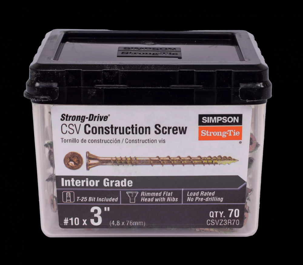 Strong-Drive® CSV Construction Screw - #10 x 3 in. T25, Flat Head, Yellow Zinc (70-Qty)<span class=' ItemWarning' style='display:block;'>Item is usually in stock, but we&#39;ll be in touch if there&#39;s a problem<br /></span>