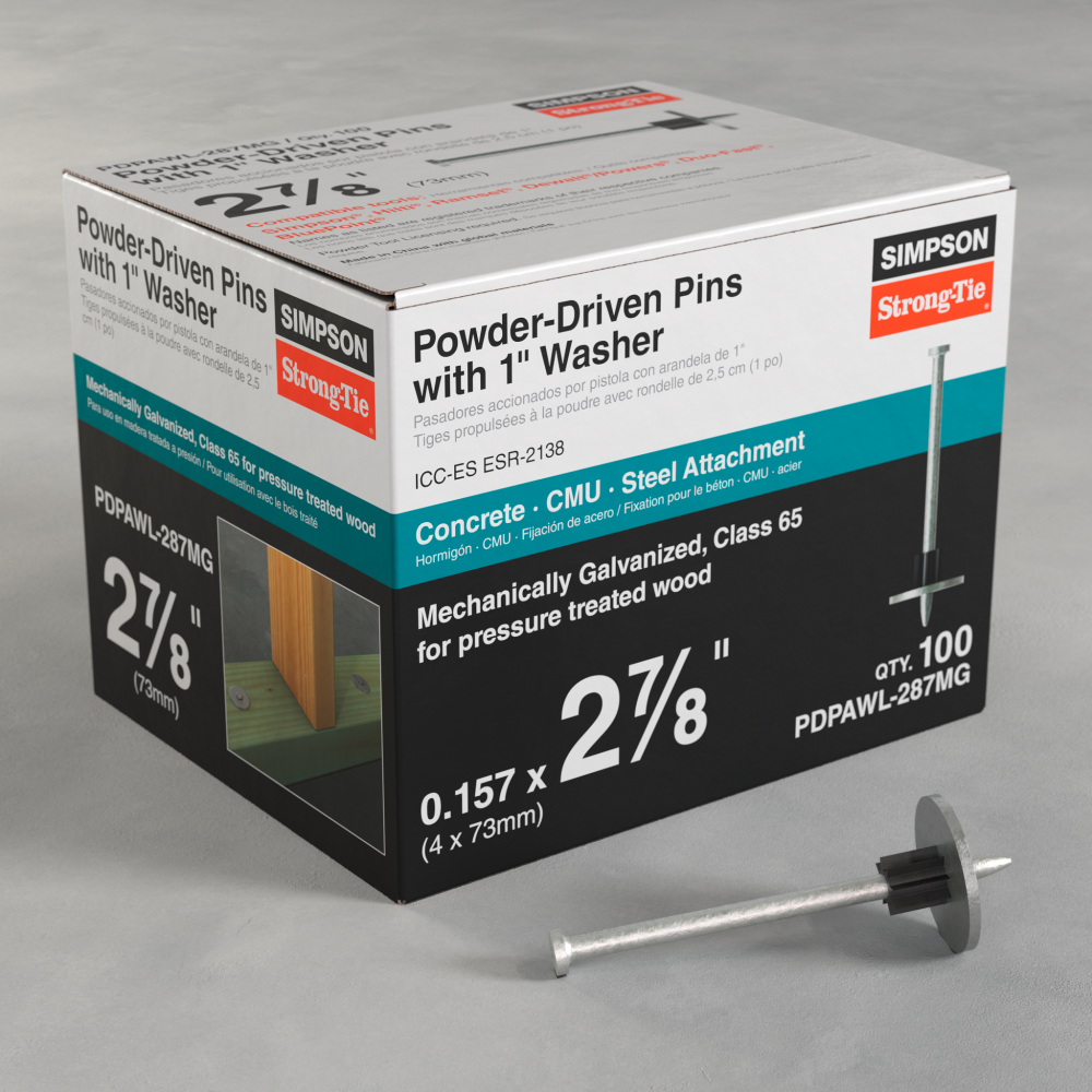 PDPAWL.157 in. x 2-7/8 in. Mechanically Galvanized Powder-Actuated Pin w/ 1 in. Washer (100-Qty)<span class=' ItemWarning' style='display:block;'>Item is usually in stock, but we&#39;ll be in touch if there&#39;s a problem<br /></span>