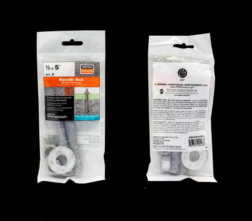 RFB 1/2 in. x 5 in. Hot-Dip Galvanized Retrofit Bolt (2-Qty)<span class=' ItemWarning' style='display:block;'>Item is usually in stock, but we&#39;ll be in touch if there&#39;s a problem<br /></span>