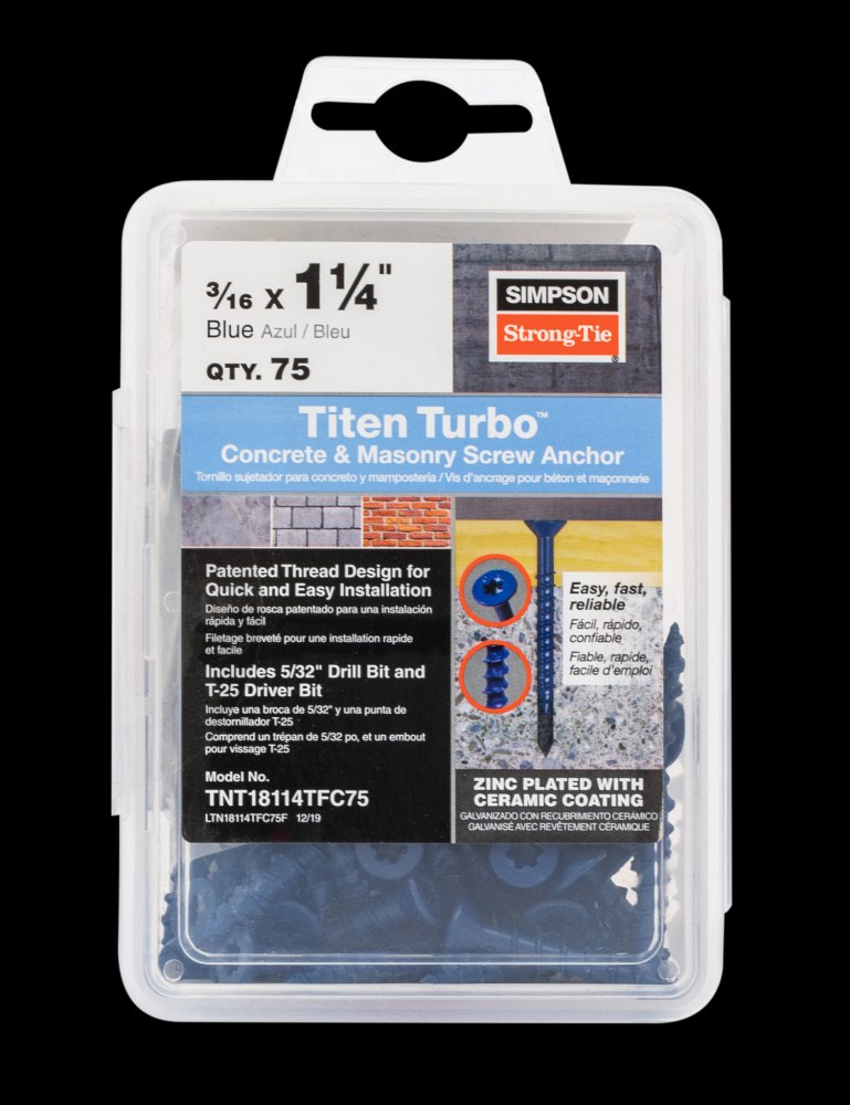 Titen Turbo™ - 3/16 in. x 1-1/4 in. 6-Lobe Flat-Head Concrete and Masonry Screw, Blue (75-Qty)<span class=' ItemWarning' style='display:block;'>Item is usually in stock, but we&#39;ll be in touch if there&#39;s a problem<br /></span>