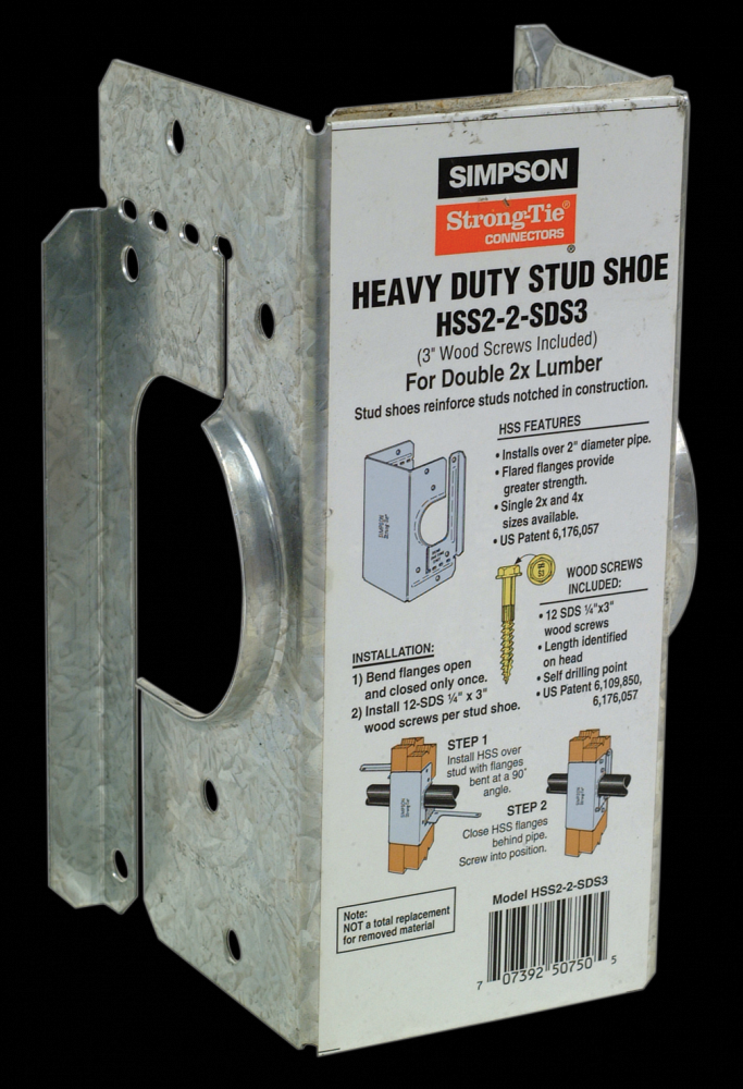 HSS Galvanized Stud Shoe for Double 2x, with Strong-Drive® SDS Screws<span class=' ItemWarning' style='display:block;'>Item is usually in stock, but we&#39;ll be in touch if there&#39;s a problem<br /></span>