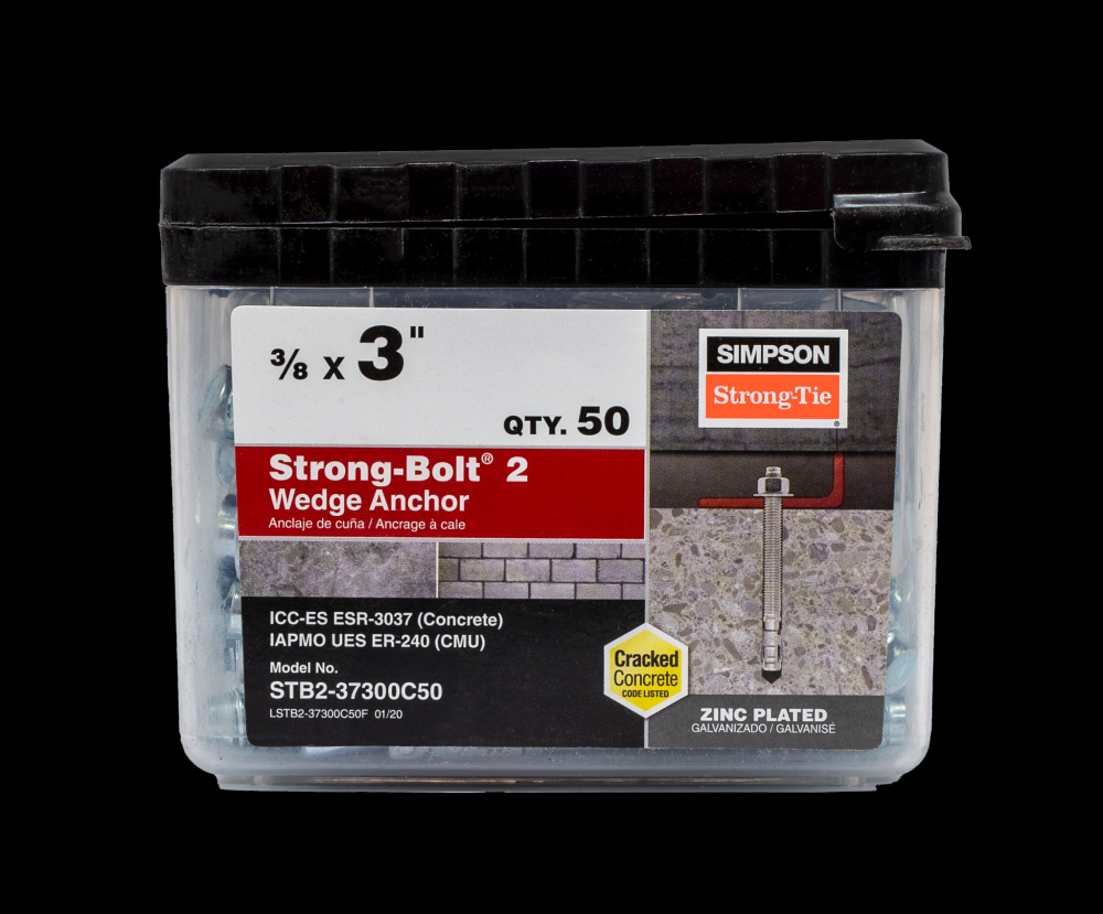 Strong-Bolt® 2 - 3/8 in. x 3 in. Wedge Anchor (50-Qty)<span class=' ItemWarning' style='display:block;'>Item is usually in stock, but we&#39;ll be in touch if there&#39;s a problem<br /></span>