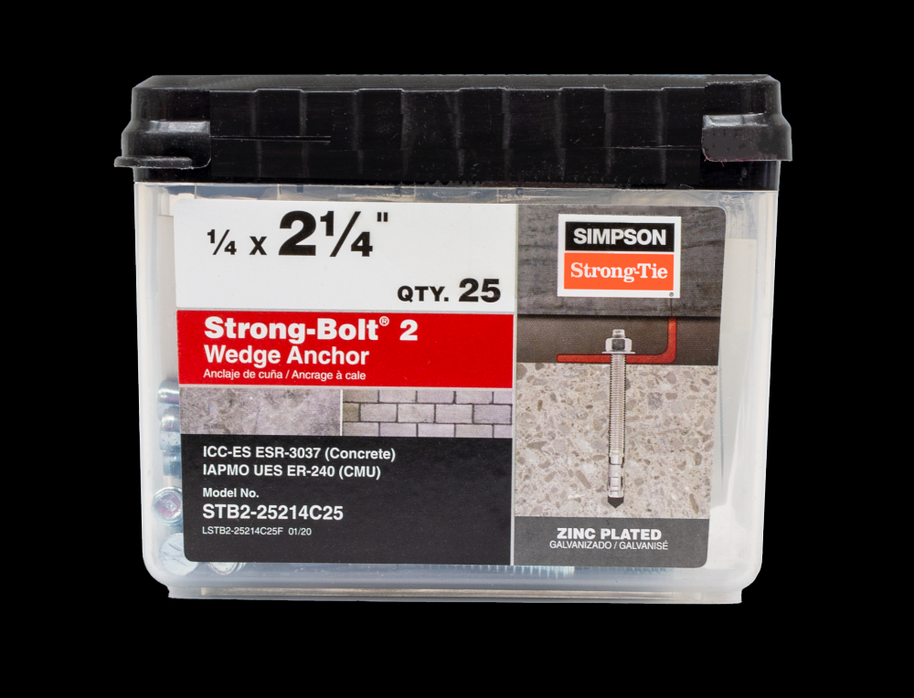 Strong-Bolt® 2 - 1/4 in. x 2-1/4 in. Wedge Anchor (100-Qty)<span class=' ItemWarning' style='display:block;'>Item is usually in stock, but we&#39;ll be in touch if there&#39;s a problem<br /></span>