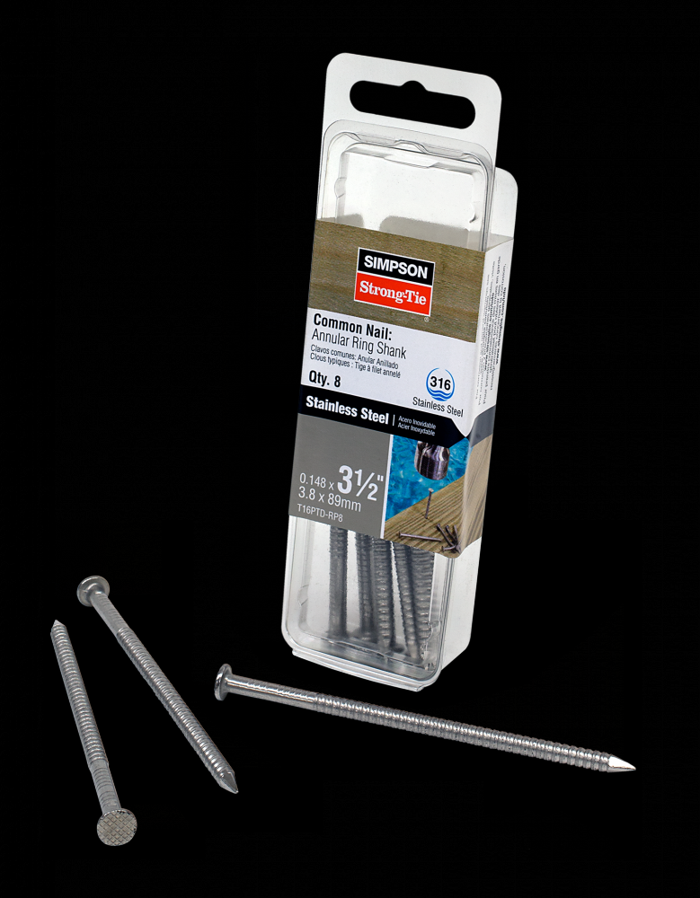 Preservative-Treated Wood Decking Nail, Ring Shank - 3-1/2 in. x .148 in. Type 316 (8-Qty)<span class=' ItemWarning' style='display:block;'>Item is usually in stock, but we&#39;ll be in touch if there&#39;s a problem<br /></span>