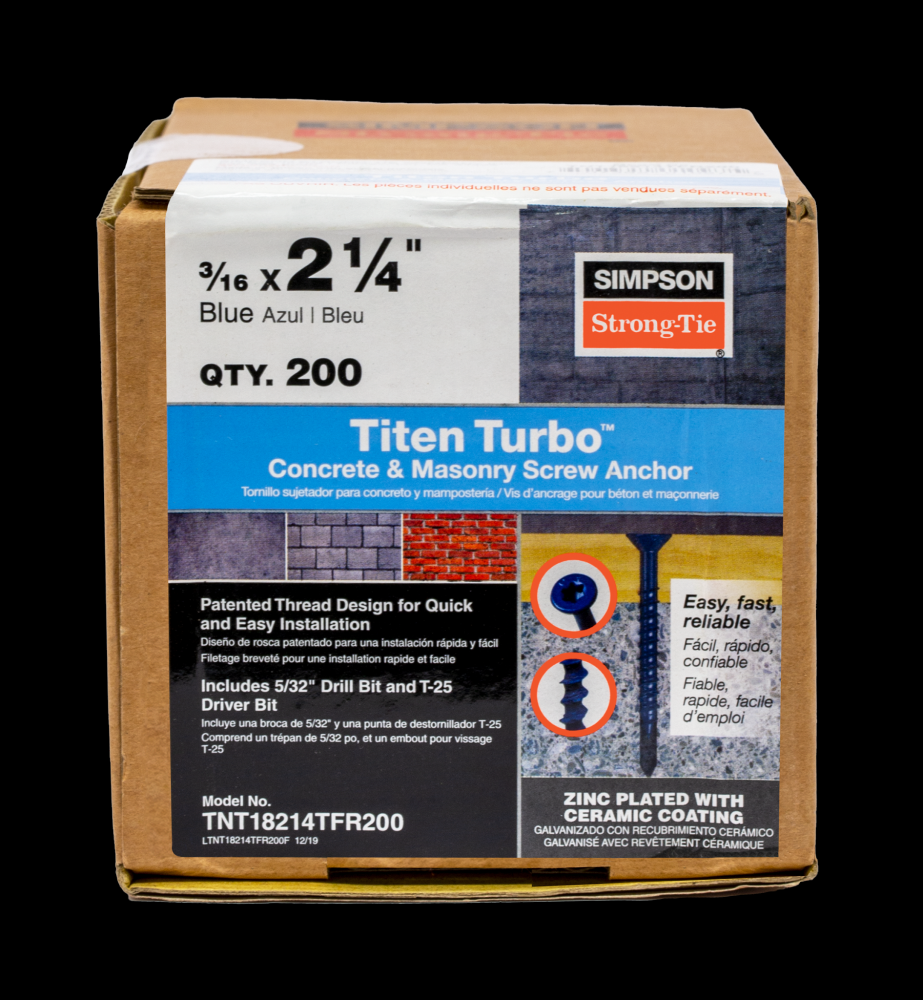 Titen Turbo™ - 3/16 in. x 2-1/4 in. 6-Lobe Flat-Head Concrete and Masonry Screw, Blue (200-Qty)<span class=' ItemWarning' style='display:block;'>Item is usually in stock, but we&#39;ll be in touch if there&#39;s a problem<br /></span>