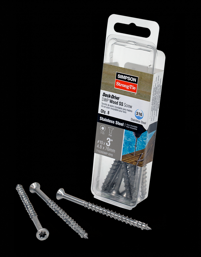 Deck-Drive™ DWP WOOD SS Screw - #10 x 3 in. T-25, Flat Head, Type 316 (8-Qty)<span class=' ItemWarning' style='display:block;'>Item is usually in stock, but we&#39;ll be in touch if there&#39;s a problem<br /></span>