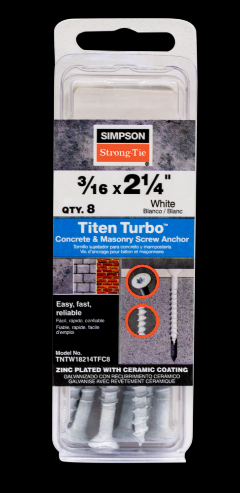 Titen Turbo™ - 3/16 in. x 2-1/4 in. 6-Lobe Flat-Head Concrete and Masonry Screw, White (8-Qty)<span class=' ItemWarning' style='display:block;'>Item is usually in stock, but we&#39;ll be in touch if there&#39;s a problem<br /></span>