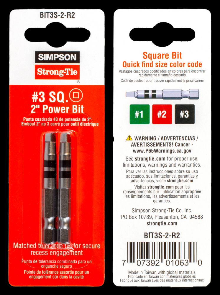 #3 Square-Drive 2-in. Power Bit (2-Qty)<span class=' ItemWarning' style='display:block;'>Item is usually in stock, but we&#39;ll be in touch if there&#39;s a problem<br /></span>