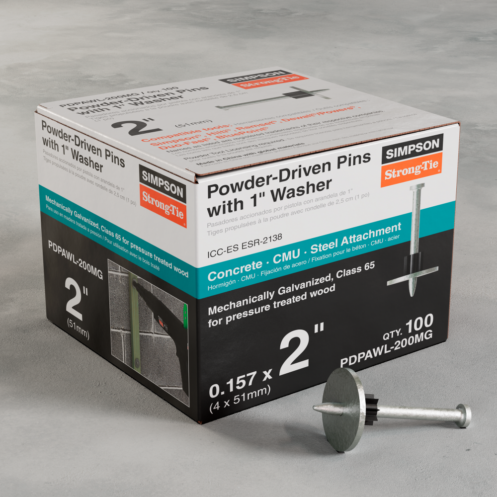 PDPAWL.157 in. x 2 in. Mechanically Galvanized Powder-Actuated Pin w/ 1 in. Washer (100-Qty)<span class=' ItemWarning' style='display:block;'>Item is usually in stock, but we&#39;ll be in touch if there&#39;s a problem<br /></span>