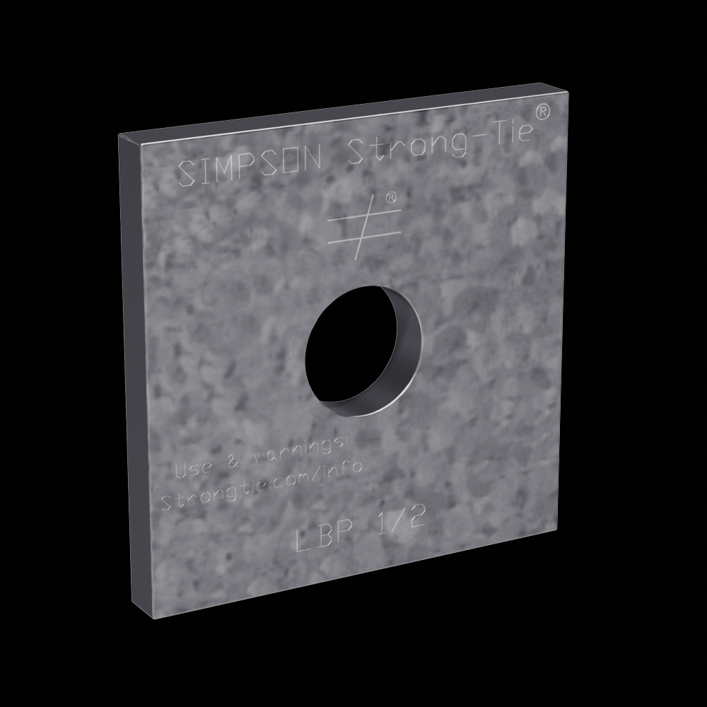 LBP 2 in. x 2 in. ZMAX® Galvanized Bearing Plate for 1/2-in. Dia. Anchor Bolt<span class=' ItemWarning' style='display:block;'>Item is usually in stock, but we&#39;ll be in touch if there&#39;s a problem<br /></span>