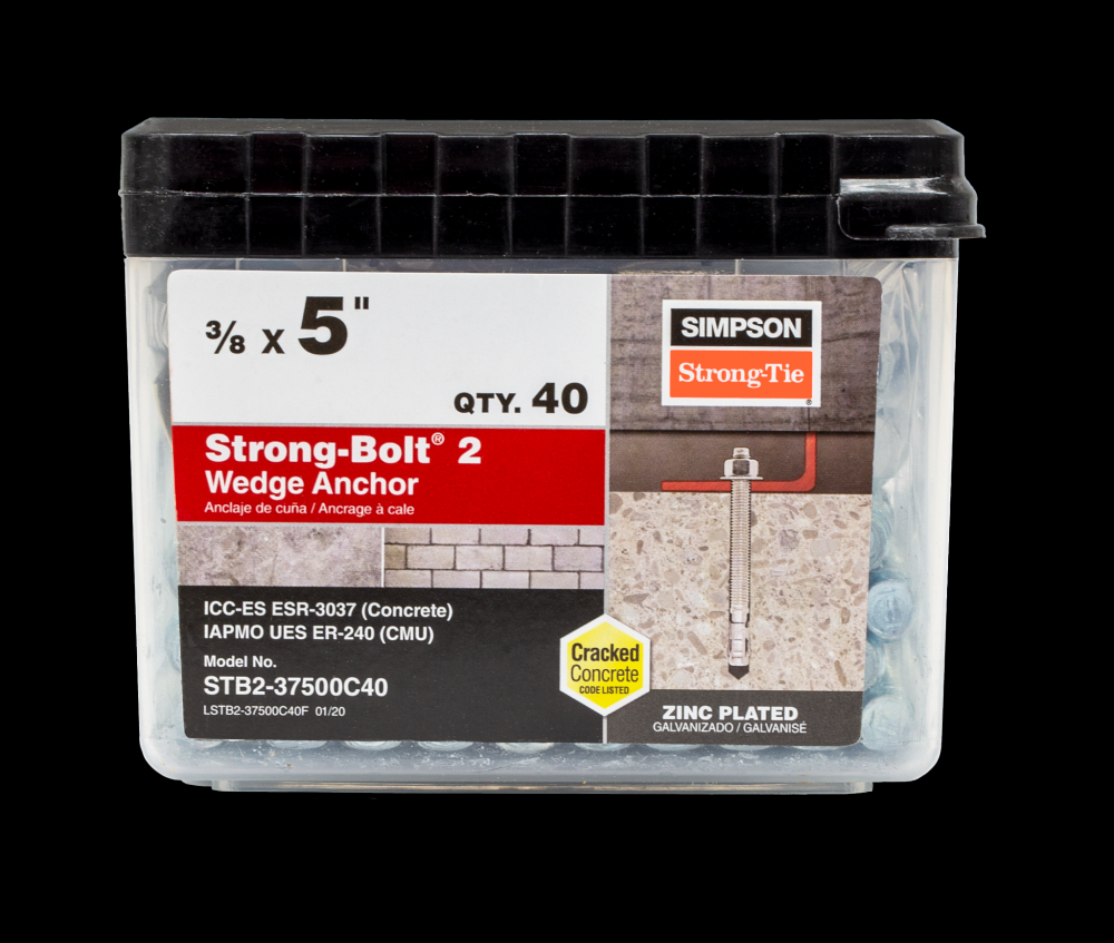 Strong-Bolt® 2 - 3/8 in. x 5 in. Wedge Anchor (50-Qty)<span class=' ItemWarning' style='display:block;'>Item is usually in stock, but we&#39;ll be in touch if there&#39;s a problem<br /></span>