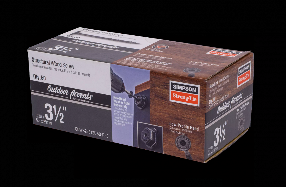 Outdoor Accents® Structural Wood Screw - .220 in. x 3-1/2 in. DB Coating, Black (50-Qty)<span class=' ItemWarning' style='display:block;'>Item is usually in stock, but we&#39;ll be in touch if there&#39;s a problem<br /></span>