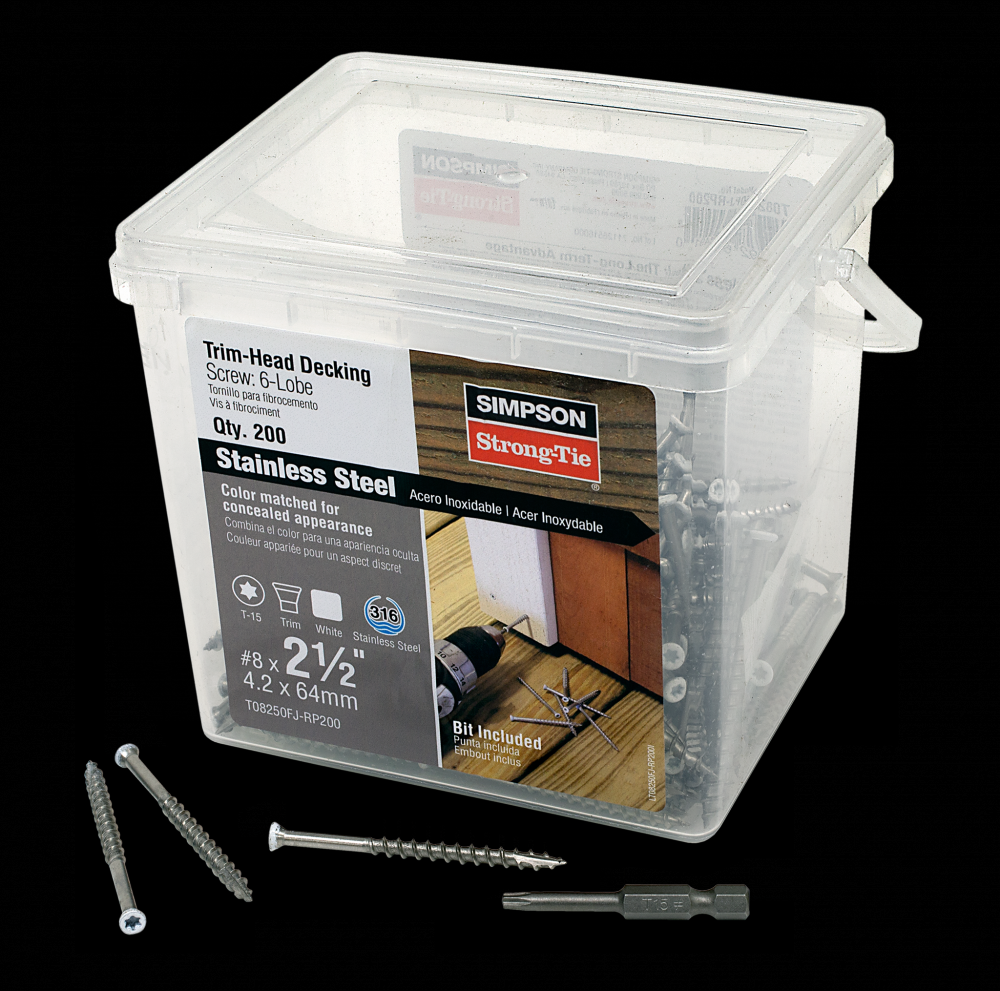 Trim-Head Screw, 6-Lobe Drive - #8 x 2-1/2 in. T-15 Type 316, White 01 (200-Qty)<span class=' ItemWarning' style='display:block;'>Item is usually in stock, but we&#39;ll be in touch if there&#39;s a problem<br /></span>