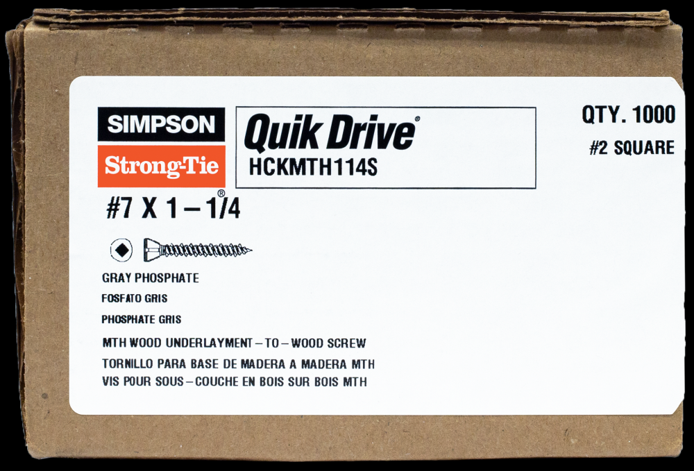 Strong-Drive® MTH Wood Underlayment Screw (Collated) - #7 x 1-1/4 in. Gr. Phosphate (1000)<span class=' ItemWarning' style='display:block;'>Item is usually in stock, but we&#39;ll be in touch if there&#39;s a problem<br /></span>