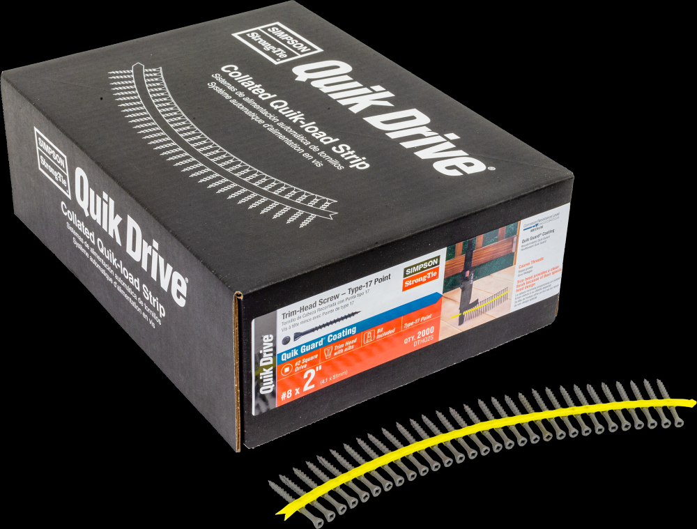 Trim-Head Screw, Type-17 Point - #8 x 2 in. #2U Square Drive, Quik Guard® (2000-Qty)<span class=' ItemWarning' style='display:block;'>Item is usually in stock, but we&#39;ll be in touch if there&#39;s a problem<br /></span>