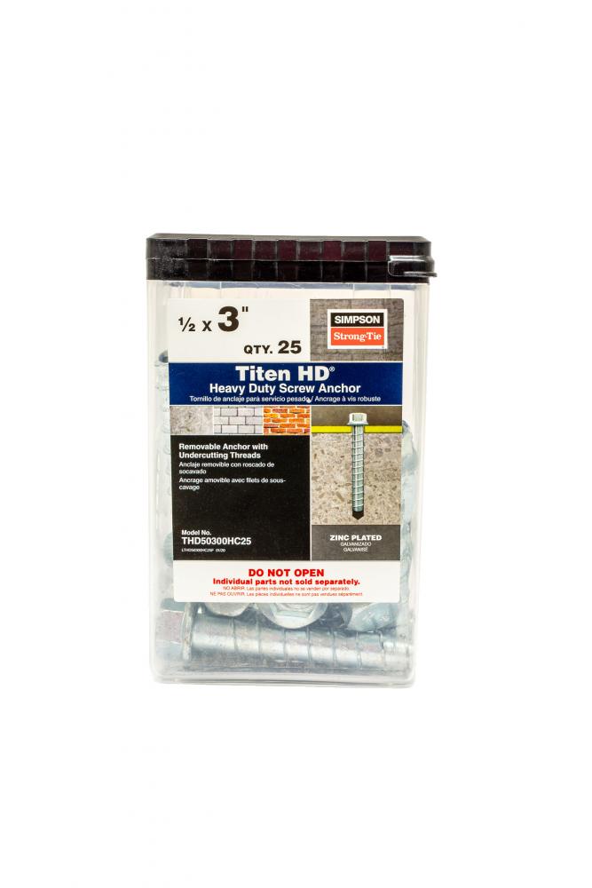 Titen HD® 1/2 in. x 3 in. Heavy-Duty Screw Anchor (25-Qty)<span class=' ItemWarning' style='display:block;'>Item is usually in stock, but we&#39;ll be in touch if there&#39;s a problem<br /></span>