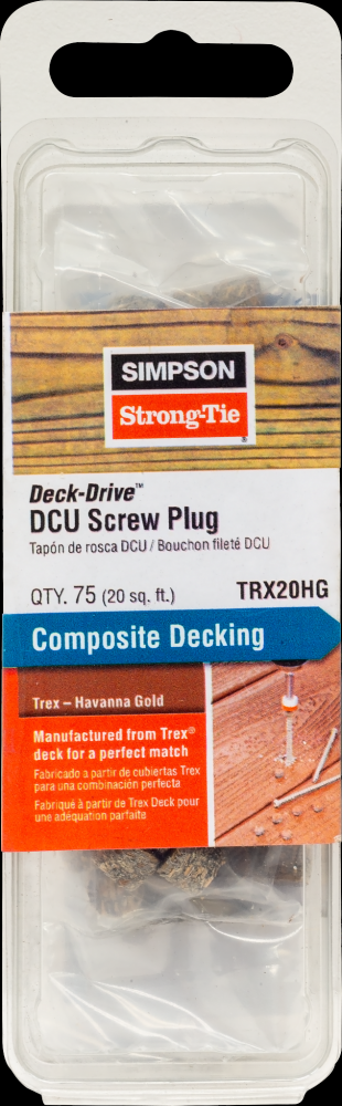Deck-Drive™ DCU Screw Plug - Trex Havana Gold (75-Qty)<span class=' ItemWarning' style='display:block;'>Item is usually in stock, but we&#39;ll be in touch if there&#39;s a problem<br /></span>