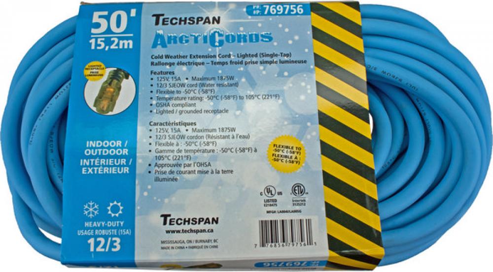 EXTENSION CORD COLD WEATHER BLUE 12/3 50FT<span class=' ItemWarning' style='display:block;'>Item is usually in stock, but we&#39;ll be in touch if there&#39;s a problem<br /></span>