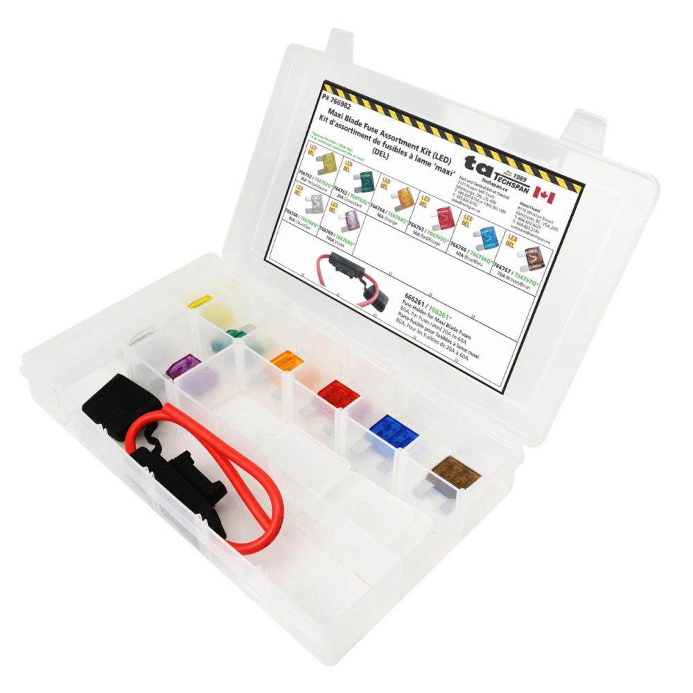 9PC LED Maxi Blade Fuse Assortment Kit - (Mini Flip Kit Series)<span class=' ItemWarning' style='display:block;'>Item is usually in stock, but we&#39;ll be in touch if there&#39;s a problem<br /></span>