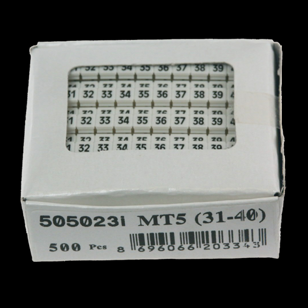 MARKER 5x5mm,31 TO 40,PRINTED,WHITE<span class=' ItemWarning' style='display:block;'>Item is usually in stock, but we&#39;ll be in touch if there&#39;s a problem<br /></span>
