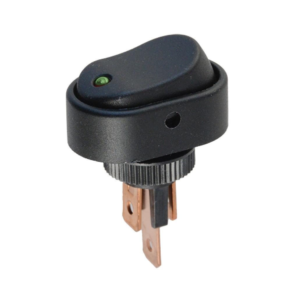 SWITCH ROCKER OVAL ON/OFF GREEN P-LIGHT<span class=' ItemWarning' style='display:block;'>Item is usually in stock, but we&#39;ll be in touch if there&#39;s a problem<br /></span>