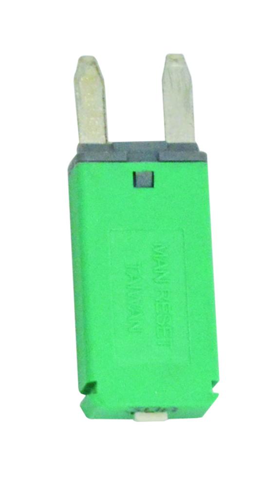 CIRCUIT BREAKER MANUAL RESET MINI BLADE 30A GREEN<span class=' ItemWarning' style='display:block;'>Item is usually in stock, but we&#39;ll be in touch if there&#39;s a problem<br /></span>