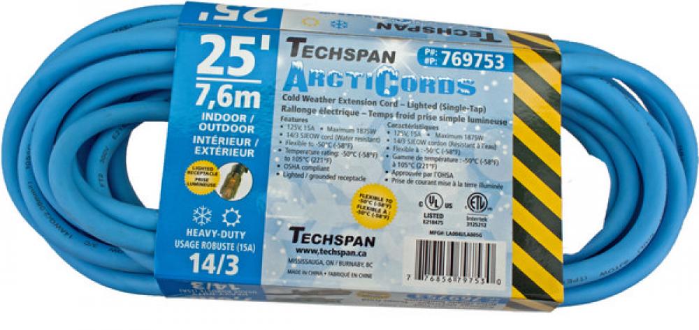 EXTENSION CORD COLD WTHR 1TAP BLUE 14/3 25FT<span class=' ItemWarning' style='display:block;'>Item is usually in stock, but we&#39;ll be in touch if there&#39;s a problem<br /></span>