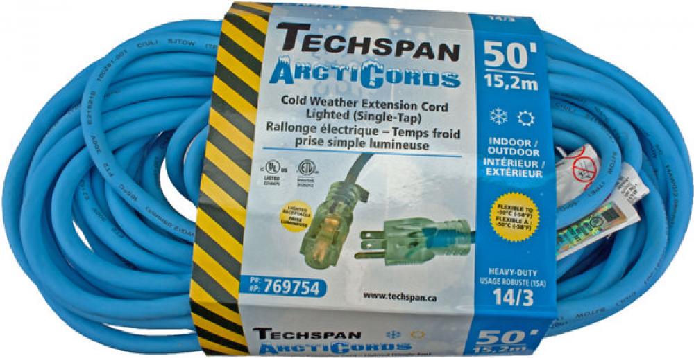 EXTENSION CORD COLD WTHR 1TAP BLUE 14/3 50FT<span class=' ItemWarning' style='display:block;'>Item is usually in stock, but we&#39;ll be in touch if there&#39;s a problem<br /></span>