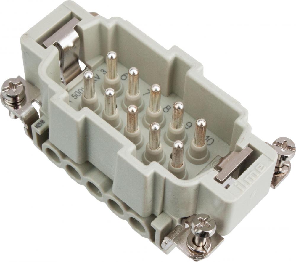 MALE INSERT - 10P+Ground  16A MAX - 600V  SCREW TERMINAL WITH WIRE PROTECTION<span class=' ItemWarning' style='display:block;'>Item is usually in stock, but we&#39;ll be in touch if there&#39;s a problem<br /></span>